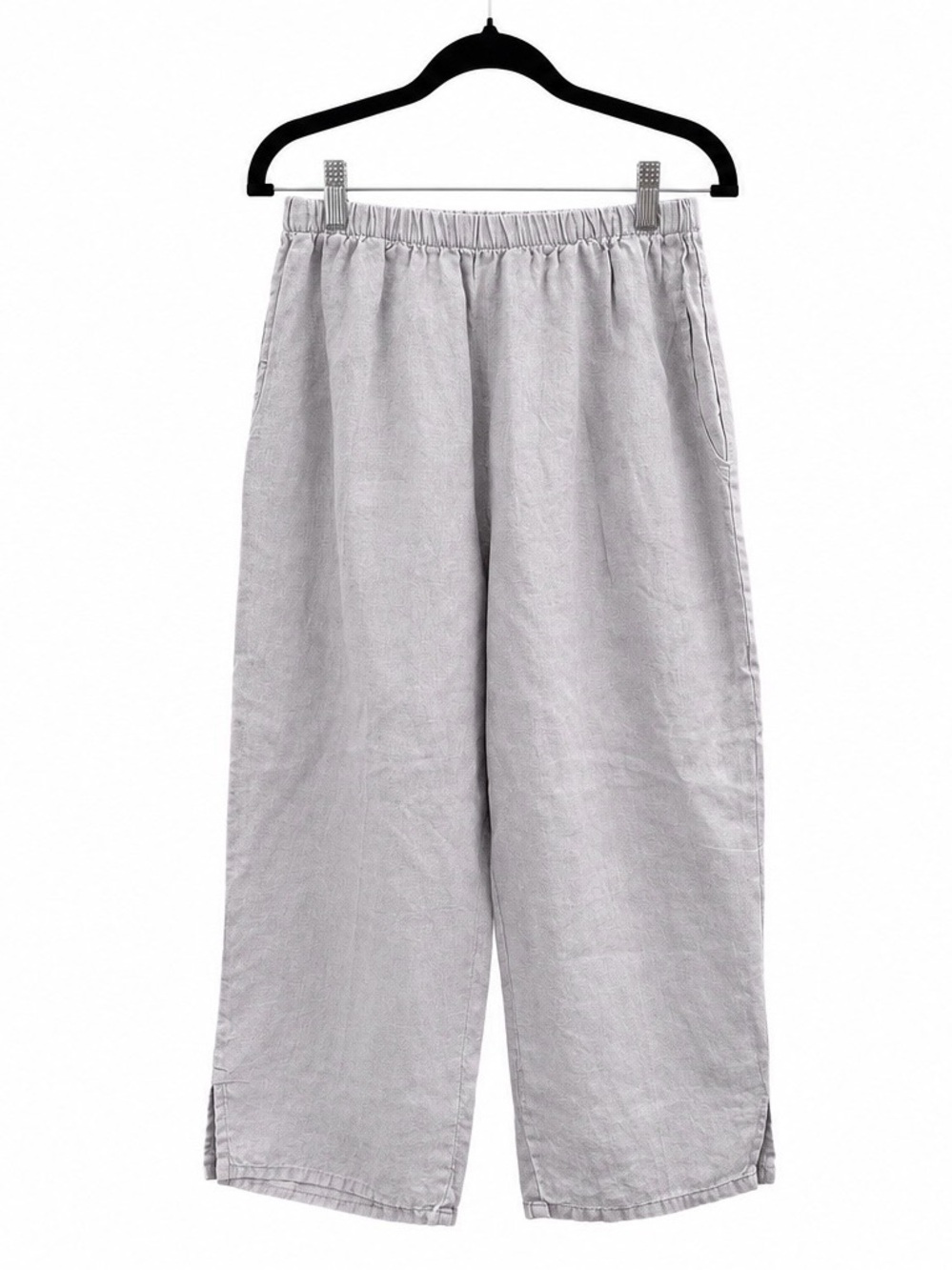 Flax Light Gray Wide-Leg Linen Flood Pants